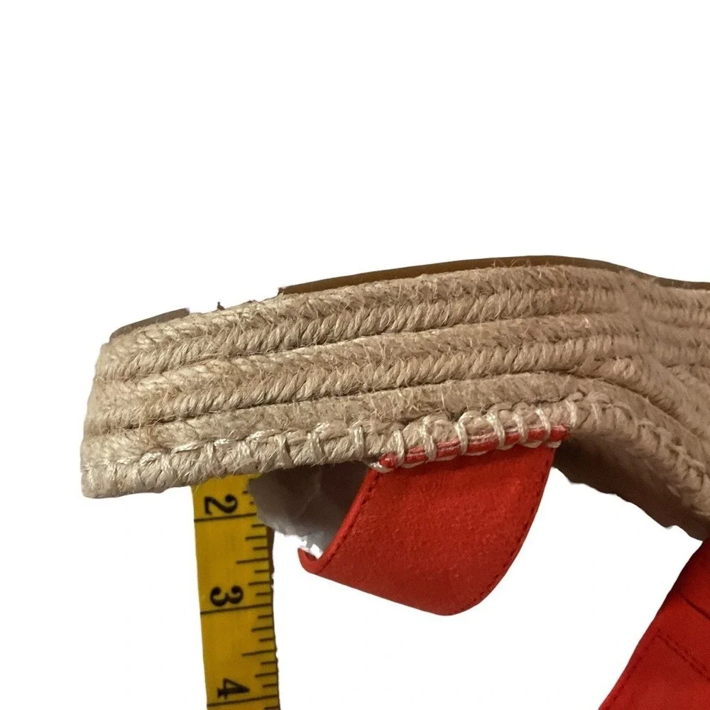 INC International Concepts Coral Red Platform Wedge Espadrille Sandals Size 7.5‎